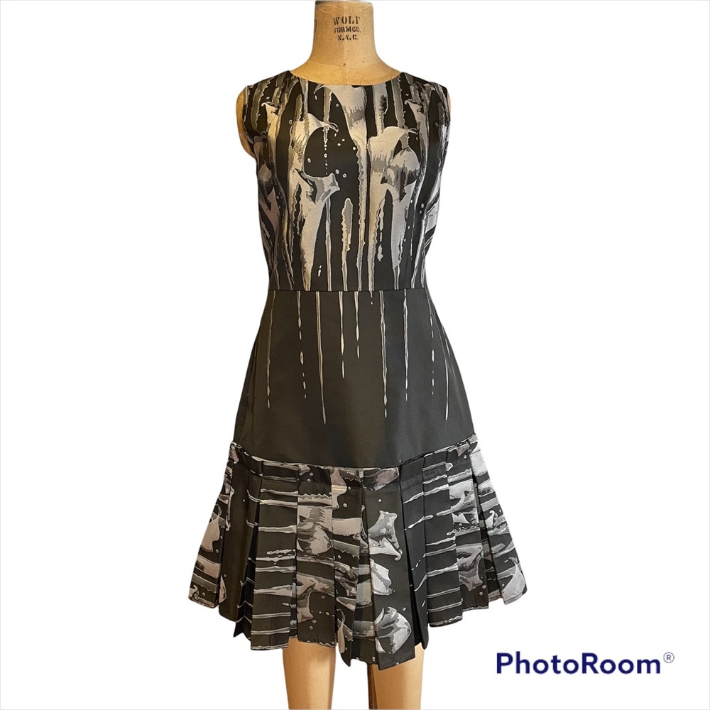 NWT Samuel Dong calla lilies black/silver dress Size 8